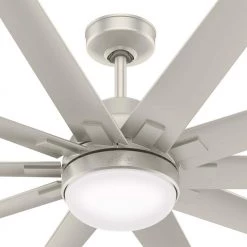 Overton 60 in. LED Indoor/Outdoor Matte Nickel Ceiling Fan with Light Kit and Wall Control by Hunter -Hunter Sales matte nickel hunter ceiling fans with lights 50719 fa 1000
