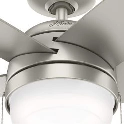 Stenson 44 in. LED Indoor Matte Nickel Ceiling Fan with Light Kit by Hunter -Hunter Sales matte nickel hunter ceiling fans with lights 51211 44 1000