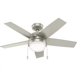 Stenson 44 in. LED Indoor Matte Nickel Ceiling Fan with Light Kit by Hunter