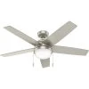 Stenson 52 in. LED Indoor Matte Nickel Ceiling Fan with Light Kit by Hunter -Hunter Sales matte nickel hunter ceiling fans with lights 51212 64 1000