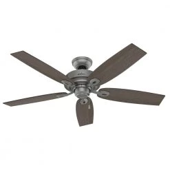 Crown Canyon 52 in. LED Indoor Matte Nickel Ceiling Fan with Light Kit by Hunter -Hunter Sales matte nickel hunter ceiling fans with lights 53403 44 1000