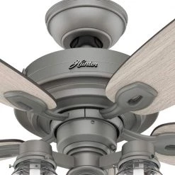 Crown Canyon 52 in. LED Indoor Matte Nickel Ceiling Fan with Light Kit by Hunter -Hunter Sales matte nickel hunter ceiling fans with lights 53403 66 1000
