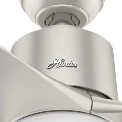 Symphony Wi-Fi Enabled Apple HomeKit/Google Home/Alexa 54 in. Indoor Matte Nickel Ceiling Fan with Light Kit and Remote by Hunter -Hunter Sales matte nickel hunter ceiling fans with lights 59376 1f 1000