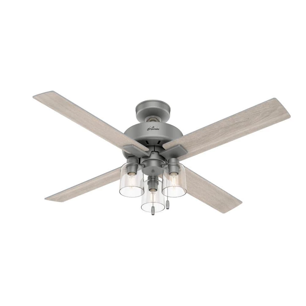 Pelston 52 in. Indoor Matte Silver LED Ceiling Fan with Light Kit by Hunter 3 Pelston 52 in. Indoor Matte Silver LED Ceiling Fan with Light Kit by Hunter