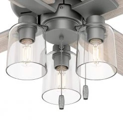Pelston 52 in. Indoor Matte Silver LED Ceiling Fan with Light Kit by Hunter 18 Pelston 52 in. Indoor Matte Silver LED Ceiling Fan with Light Kit by Hunter -Hunter Sales matte silver hunter ceiling fans with lights 50323 76 1000