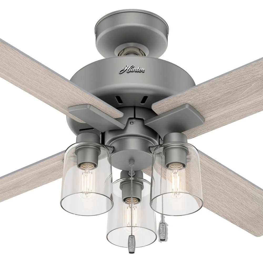 Pelston 44 in. LED Indoor Matte Silver Ceiling Fan with Light Kit by Hunter 8 Pelston 44 in. LED Indoor Matte Silver Ceiling Fan with Light Kit by Hunter - Image 6