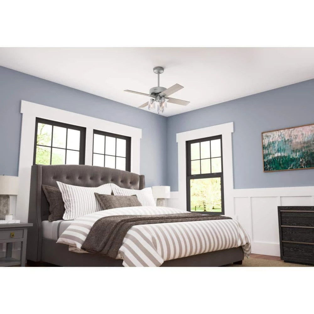 Pelston 44 in. LED Indoor Matte Silver Ceiling Fan with Light Kit by Hunter 6 Pelston 44 in. LED Indoor Matte Silver Ceiling Fan with Light Kit by Hunter - Image 4