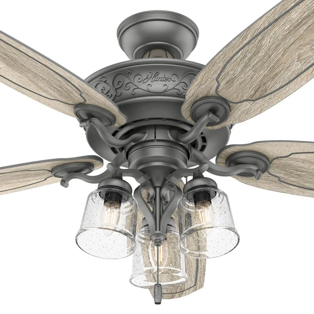 Pryce Park 54 in. LED Indoor Matte Silver Ceiling Fan with Light by Hunter 7 Pryce Park 54 in. LED Indoor Matte Silver Ceiling Fan with Light by Hunter - Image 5