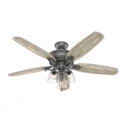 Pryce Park 54 in. LED Indoor Matte Silver Ceiling Fan with Light by Hunter