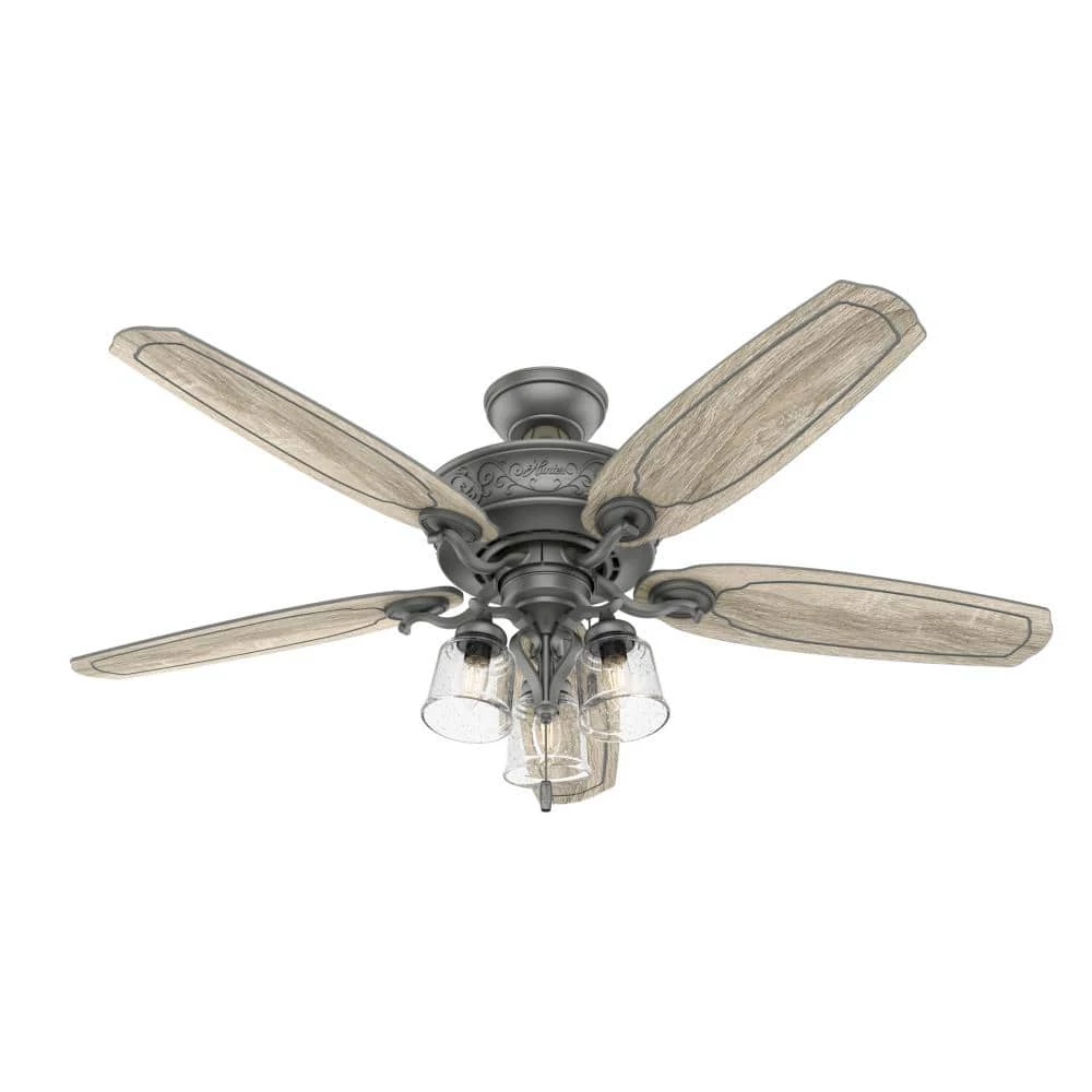 Pryce Park 54 in. LED Indoor Matte Silver Ceiling Fan with Light by Hunter 3 Pryce Park 54 in. LED Indoor Matte Silver Ceiling Fan with Light by Hunter