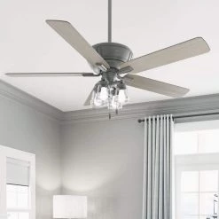 Grantham 60 in. LED Indoor Matte Silver Ceiling Fan with Light Kit by Hunter -Hunter Sales matte silver hunter ceiling fans with lights 50945 c3 1000