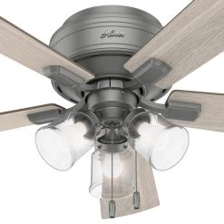 Crestfield 52 in. LED Indoor Matte Silver Ceiling Fan with Light Kit by Hunter -Hunter Sales matte silver hunter ceiling fans with lights 51020 1f 1000
