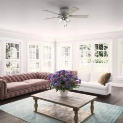 Crestfield 52 in. LED Indoor Matte Silver Ceiling Fan with Light Kit by Hunter -Hunter Sales matte silver hunter ceiling fans with lights 51020 c3 1000