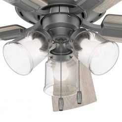 Crestfield 52 in. LED Indoor Matte Silver Ceiling Fan with Light Kit by Hunter -Hunter Sales matte silver hunter ceiling fans with lights 51020 fa 1000