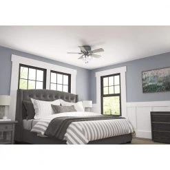 Crestfield 42 in. Indoor Matte Silver Low Profile Ceiling Fan with Light Kit by Hunter -Hunter Sales matte silver hunter ceiling fans with lights 51025 4f 1000