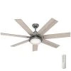 Whittington 60 in. LED Indoor Matte Silver Ceiling Fan with Light and Remote by Hunter -Hunter Sales matte silver hunter ceiling fans with lights 51183 64 1000