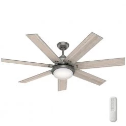 Whittington 60 in. LED Indoor Matte Silver Ceiling Fan with Light and Remote by Hunter