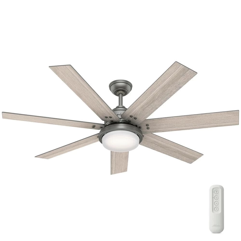 Whittington 60 in. LED Indoor Matte Silver Ceiling Fan with Light and Remote by Hunter 3 Whittington 60 in. LED Indoor Matte Silver Ceiling Fan with Light and Remote by Hunter