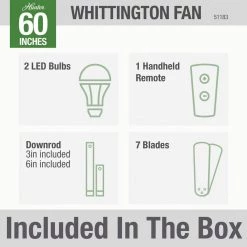 Whittington 60 in. LED Indoor Matte Silver Ceiling Fan with Light and Remote by Hunter 19 Whittington 60 in. LED Indoor Matte Silver Ceiling Fan with Light and Remote by Hunter -Hunter Sales matte silver hunter ceiling fans with lights 51183 66 1000