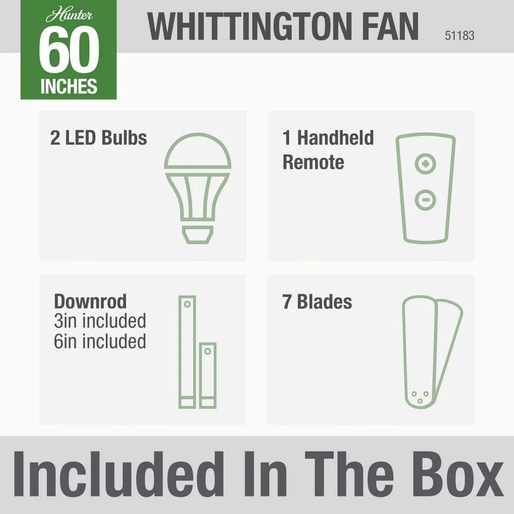 Whittington 60 in. LED Indoor Matte Silver Ceiling Fan with Light and Remote by Hunter 8 Whittington 60 in. LED Indoor Matte Silver Ceiling Fan with Light and Remote by Hunter - Image 6