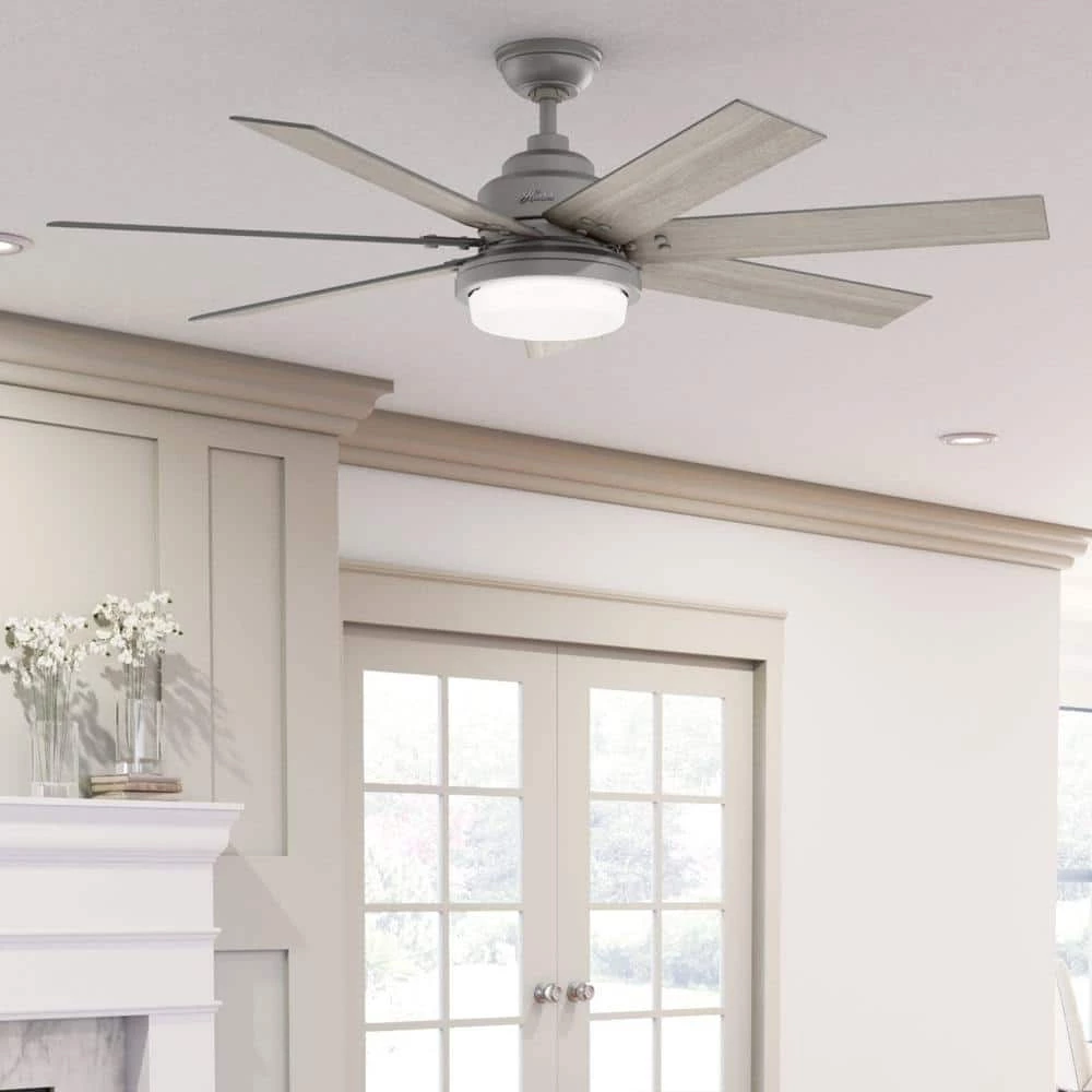 Whittington 60 in. LED Indoor Matte Silver Ceiling Fan with Light and Remote by Hunter 4 Whittington 60 in. LED Indoor Matte Silver Ceiling Fan with Light and Remote by Hunter - Image 2