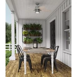 Amaryllis 52 in. Indoor/Outdoor Matte Silver Ceiling Fan with Light and Remote Control by Hunter -Hunter Sales matte silver hunter ceiling fans with lights 51192 4f 1000