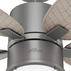 Amaryllis 52 in. Indoor/Outdoor Matte Silver Ceiling Fan with Light and Remote Control by Hunter -Hunter Sales matte silver hunter ceiling fans with lights 51192 a0 1000
