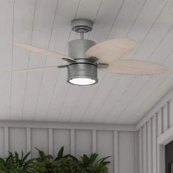 Amaryllis 52 in. Indoor/Outdoor Matte Silver Ceiling Fan with Light and Remote Control by Hunter -Hunter Sales matte silver hunter ceiling fans with lights 51192 c3 1000