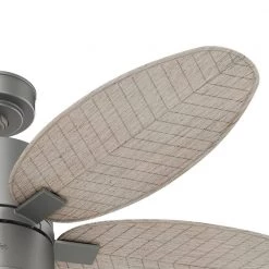 Amaryllis 52 in. Indoor/Outdoor Matte Silver Ceiling Fan with Light and Remote Control by Hunter -Hunter Sales matte silver hunter ceiling fans with lights 51192 fa 1000