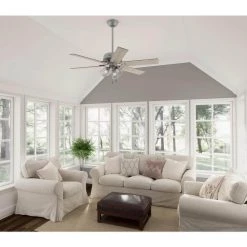 Hilmouth 52 in. Indoor Matte Silver Ceiling Fan with Light by Hunter -Hunter Sales matte silver hunter ceiling fans with lights 51426 4f 1000
