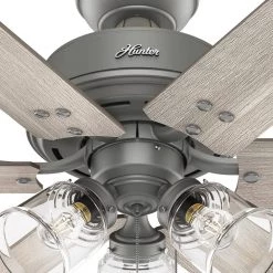 Hilmouth 52 in. Indoor Matte Silver Ceiling Fan with Light by Hunter -Hunter Sales matte silver hunter ceiling fans with lights 51426 d4 1000