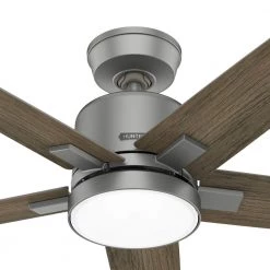 Acela 52 in. Integrated LED Indoor Matte Silver Ceiling Fan with Remote by Hunter -Hunter Sales matte silver hunter ceiling fans with lights 51674 44 1000