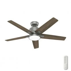 Acela 52 in. Integrated LED Indoor Matte Silver Ceiling Fan with Remote by Hunter