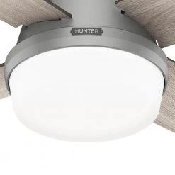 Dempsey 44 in. Indoor Matte Silver Ceiling Fan with Light Kit and Remote Included by Hunter -Hunter Sales matte silver hunter ceiling fans with lights 51757 1d 1000