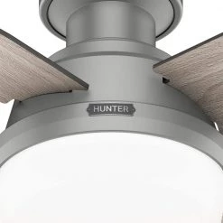 Dempsey 44 in. Indoor Matte Silver Ceiling Fan with Light Kit and Remote Included by Hunter -Hunter Sales matte silver hunter ceiling fans with lights 51757 31 1000