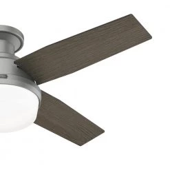 Dempsey 44 in. Indoor Matte Silver Ceiling Fan with Light Kit and Remote Included by Hunter -Hunter Sales matte silver hunter ceiling fans with lights 51757 77 1000