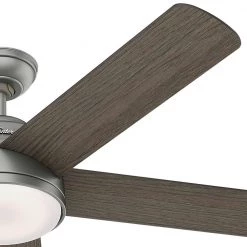 Romulus 54 in. Integrated LED Indoor Matte Silver Smart Ceiling Fan with Light Kit and Remote Control by Hunter -Hunter Sales matte silver hunter ceiling fans with lights 59480 1f 1000