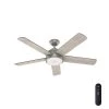 Romulus 54 in. Integrated LED Indoor Matte Silver Smart Ceiling Fan with Light Kit and Remote Control by Hunter -Hunter Sales matte silver hunter ceiling fans with lights 59480 64 1000