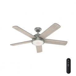 Romulus 54 in. Integrated LED Indoor Matte Silver Smart Ceiling Fan with Light Kit and Remote Control by Hunter