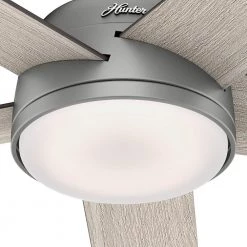 Romulus 54 in. Integrated LED Indoor Matte Silver Smart Ceiling Fan with Light Kit and Remote Control by Hunter -Hunter Sales matte silver hunter ceiling fans with lights 59480 66 1000