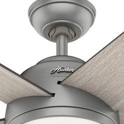 Romulus 54 in. Integrated LED Indoor Matte Silver Smart Ceiling Fan with Light Kit and Remote Control by Hunter -Hunter Sales matte silver hunter ceiling fans with lights 59480 76 1000