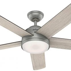 Romulus 54 in. Integrated LED Indoor Matte Silver Smart Ceiling Fan with Light Kit and Remote Control by Hunter -Hunter Sales matte silver hunter ceiling fans with lights 59480 fa 1000