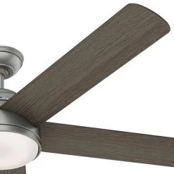 Romulus 60 in. Integrated LED Indoor Matte Silver Smart Ceiling Fan with Light Kit and Remote by Hunter -Hunter Sales matte silver hunter ceiling fans with lights 59486 1f 1000