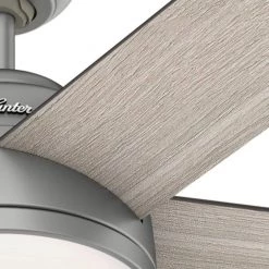 Romulus 60 in. Integrated LED Indoor Matte Silver Smart Ceiling Fan with Light Kit and Remote by Hunter -Hunter Sales matte silver hunter ceiling fans with lights 59486 44 1000