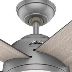 Romulus 60 in. Integrated LED Indoor Matte Silver Smart Ceiling Fan with Light Kit and Remote by Hunter -Hunter Sales matte silver hunter ceiling fans with lights 59486 76 1000