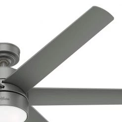 Solaria 60 in. Integrated LED Indoor/Outdoor Matte Silver Ceiling Fan with Light Kit and Wall Control by Hunter -Hunter Sales matte silver hunter ceiling fans with lights 59625 1f 1000