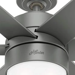 Solaria 60 in. Integrated LED Indoor/Outdoor Matte Silver Ceiling Fan with Light Kit and Wall Control by Hunter -Hunter Sales matte silver hunter ceiling fans with lights 59625 31 1000