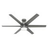 Solaria 60 in. Integrated LED Indoor/Outdoor Matte Silver Ceiling Fan with Light Kit and Wall Control by Hunter -Hunter Sales matte silver hunter ceiling fans with lights 59625 64 1000