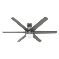 Solaria 60 in. Integrated LED Indoor/Outdoor Matte Silver Ceiling Fan with Light Kit and Wall Control by Hunter