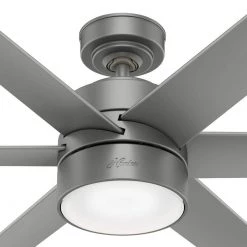 Solaria 72 in. Integrated LED Outdoor Matte Silver Ceiling Fan with Light Kit and Remote Control by Hunter 20 Solaria 72 in. Integrated LED Outdoor Matte Silver Ceiling Fan with Light Kit and Remote Control by Hunter -Hunter Sales matte silver hunter ceiling fans with lights 59629 4f 1000
